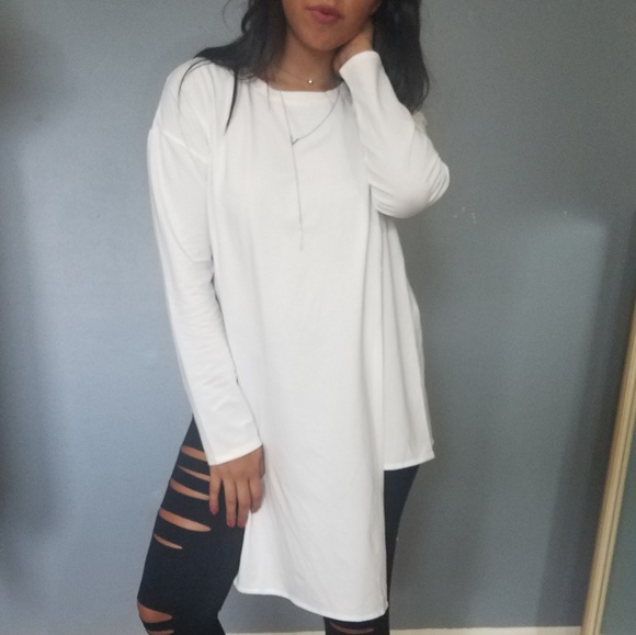 IVORY ASYMMETRICAL LONG SLEEVE TOP - Picture 2 of 6